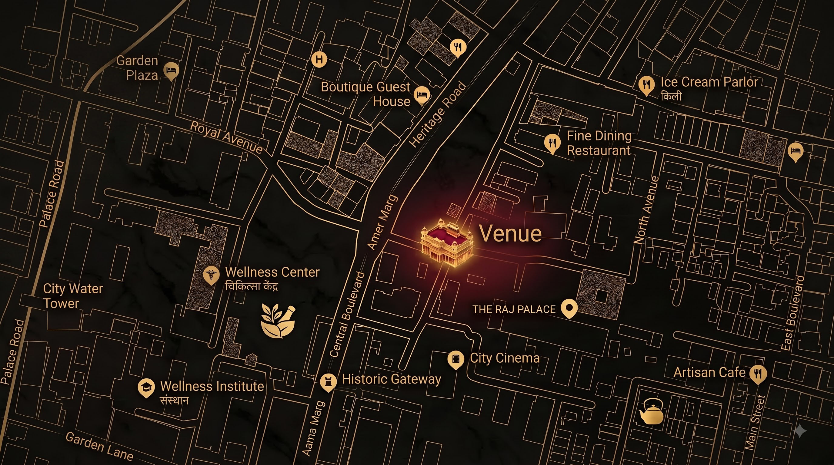 Interactive Location Map - The Raj Palace, Jaipur